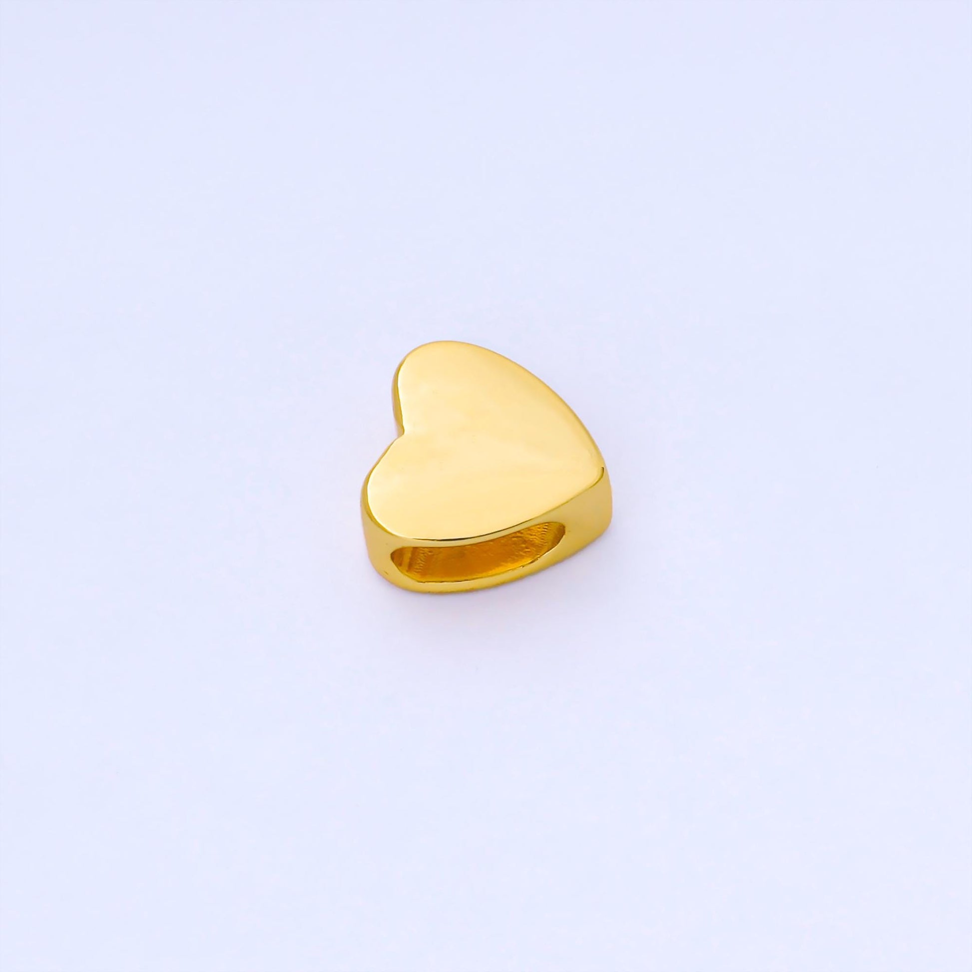 12mm Gold Filled Heart Beads, Large Hole Spacer Beads, Heart Shaped Charms, Sliding Beads Spacer for Cord Bracelet Necklace Supply B-851