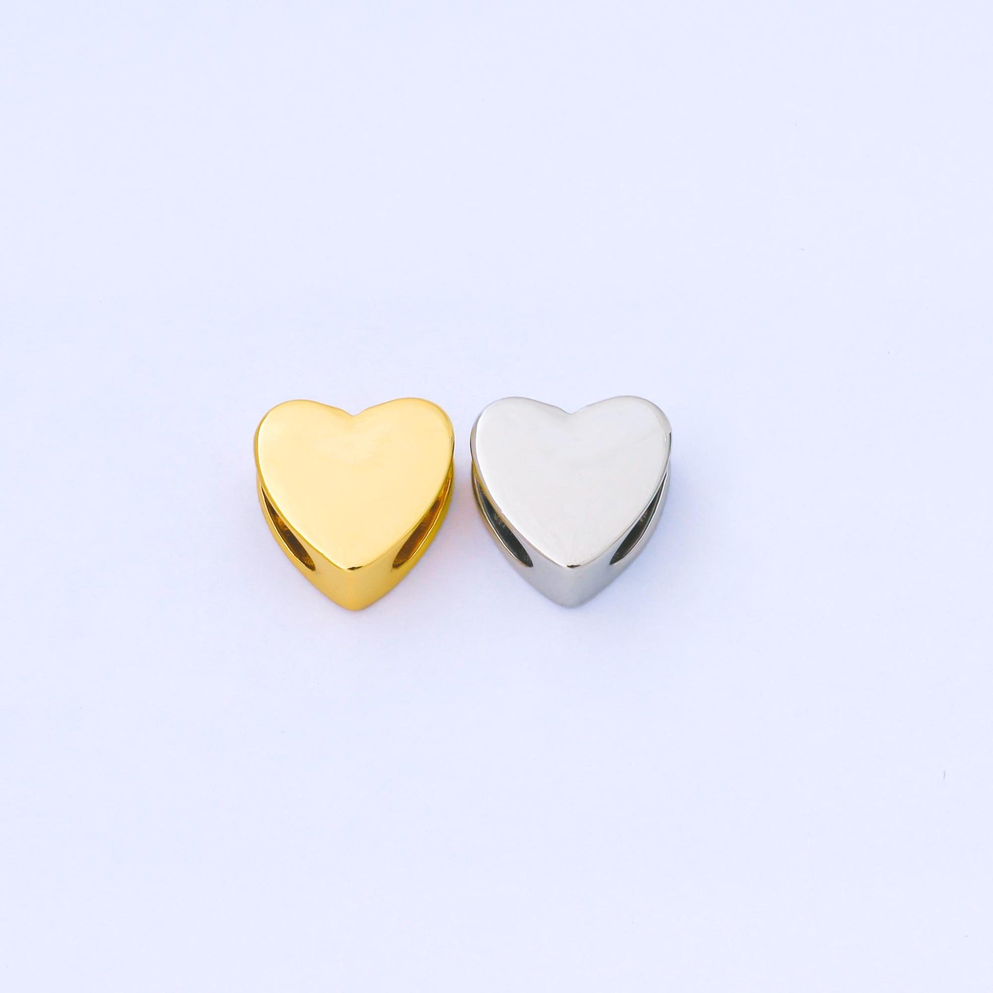 12mm Gold Filled Heart Beads, Large Hole Spacer Beads, Heart Shaped Charms, Sliding Beads Spacer for Cord Bracelet Necklace Supply B-851