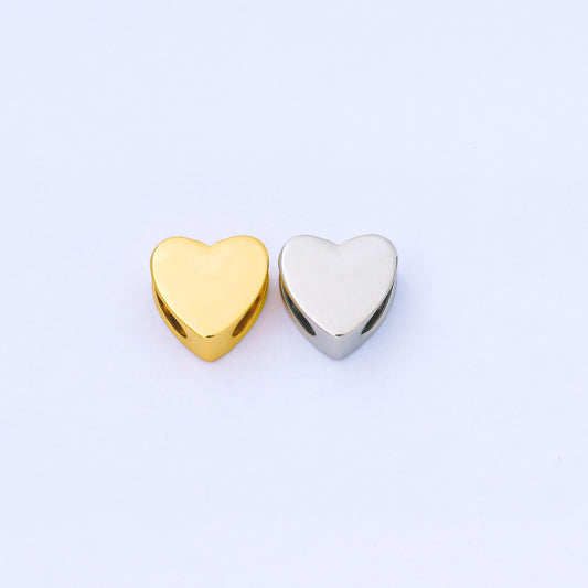 12mm Gold Filled Heart Beads, Large Hole Spacer Beads, Heart Shaped Charms, Sliding Beads Spacer for Cord Bracelet Necklace Supply B-851