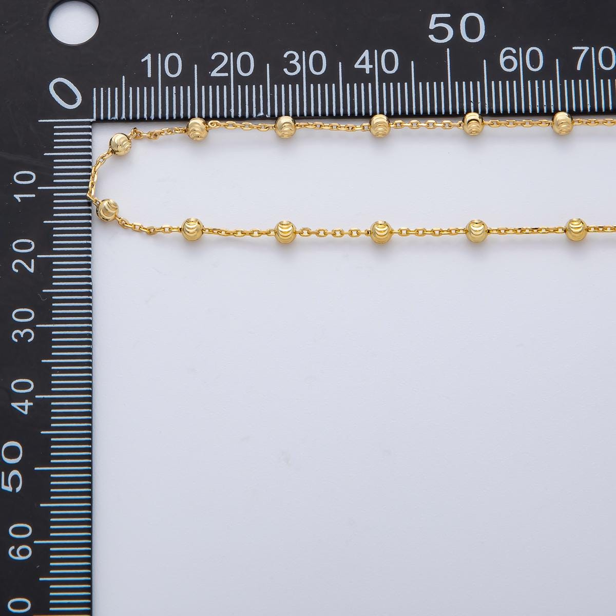 18K Gold Filled 3mm Textured Beaded Satellite Unfinished Chain by Yard | Roll-1765