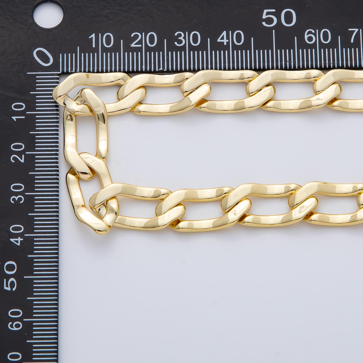 18k gold filled bold chain 21.9x10mm cable Textured link chunky statement unfinished chain for jewelry making | ROLL-1767