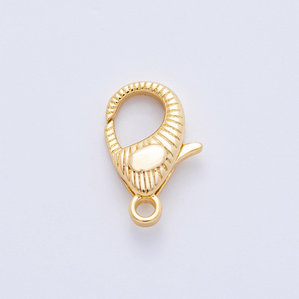 18K Gold Filled 17.4mm Ribbed Sunburst Lobster Clasp Closure Finding in Gold & Silver DIY Jewelry Supply for Custom Necklace | Z1612