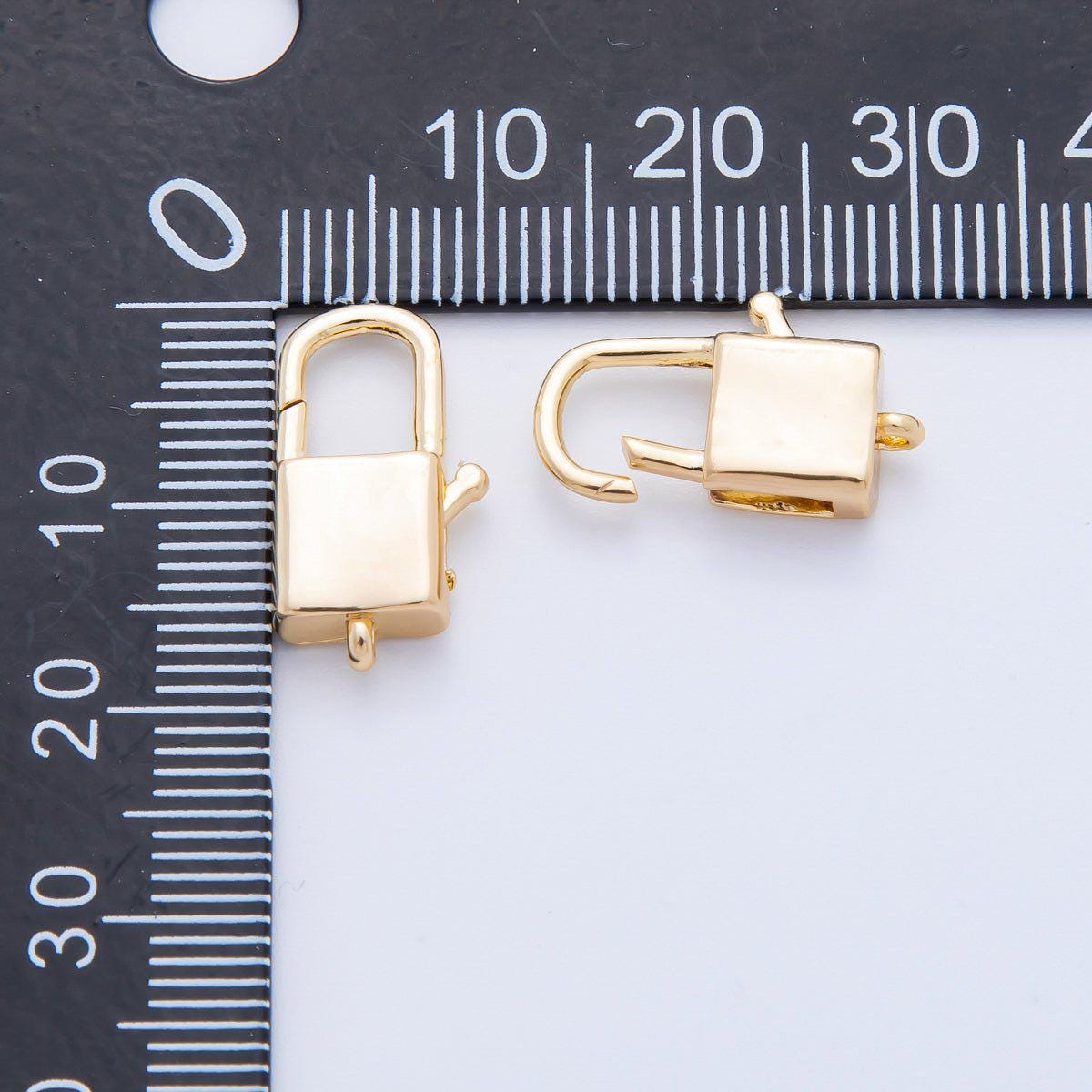 18K Gold Filled 18.1mm Rectangular Padlock Lobster Claw Clasps Finding in Gold & Silver DIY Jewelry Supply Custom Necklace Bracelet | Z1417