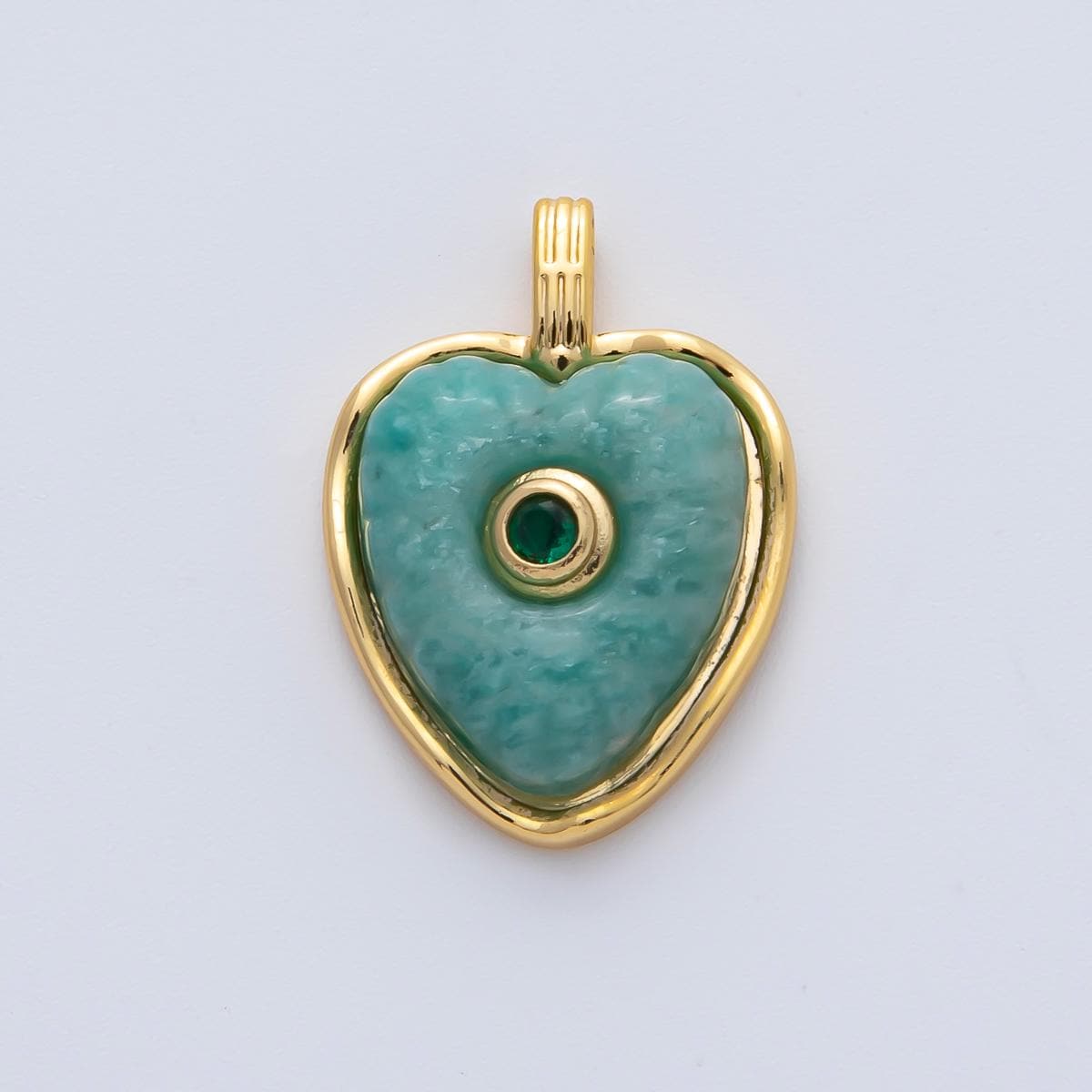 18K Gold Filled 22.6mm Amazon, Amethyst, Lapis Gemstone Sunburst Heart Jewelry Pendant Supply Lovely Gemstone DIY Necklace Bracelet | AF1161