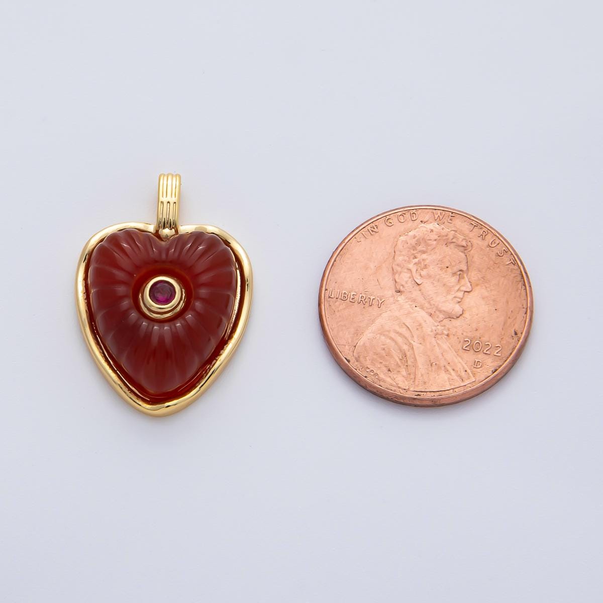 18K Gold Filled 22.6mm Amazon, Amethyst, Lapis Gemstone Sunburst Heart Jewelry Pendant Supply Lovely Gemstone DIY Necklace Bracelet | AF1161
