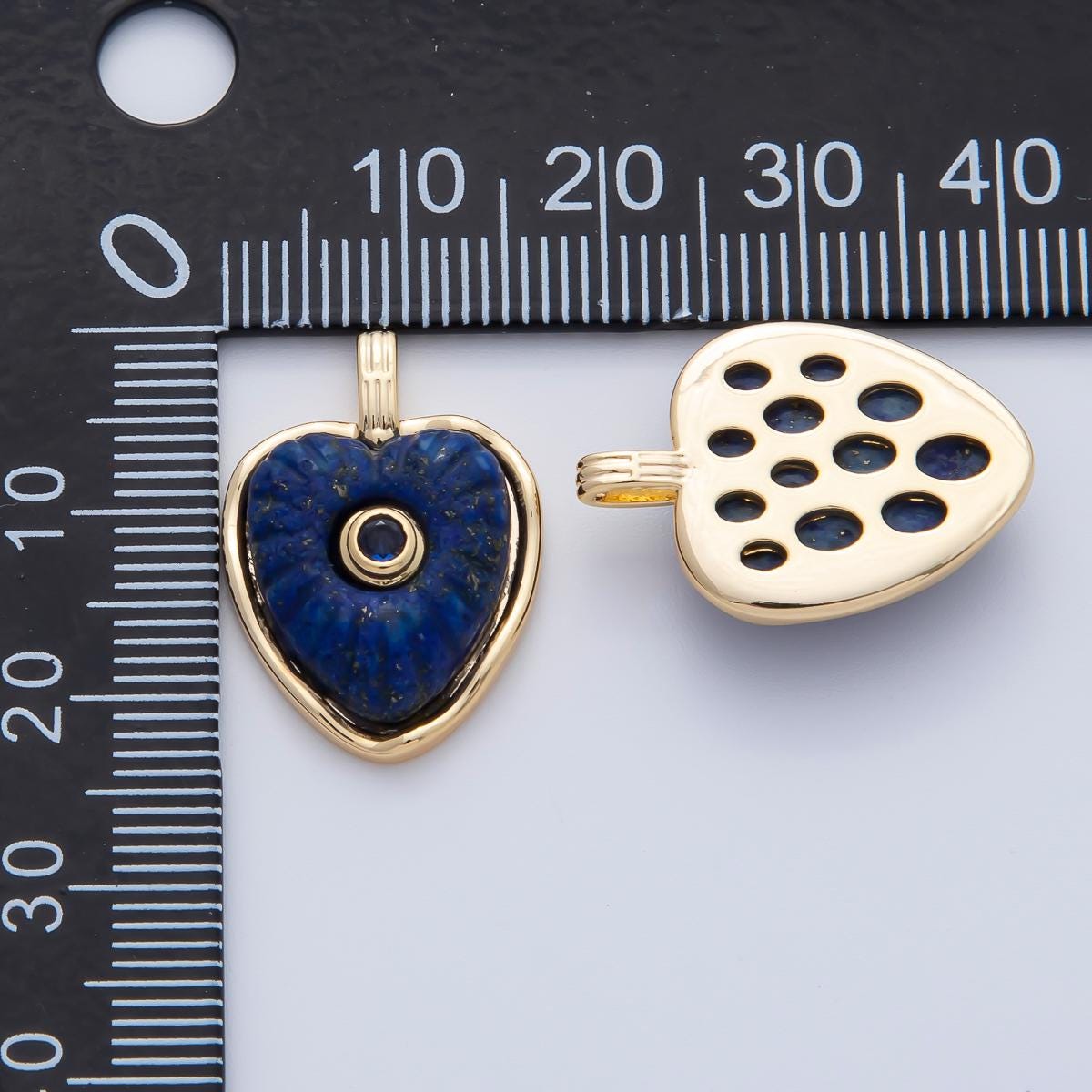 18K Gold Filled 22.6mm Amazon, Amethyst, Lapis Gemstone Sunburst Heart Jewelry Pendant Supply Lovely Gemstone DIY Necklace Bracelet | AF1161