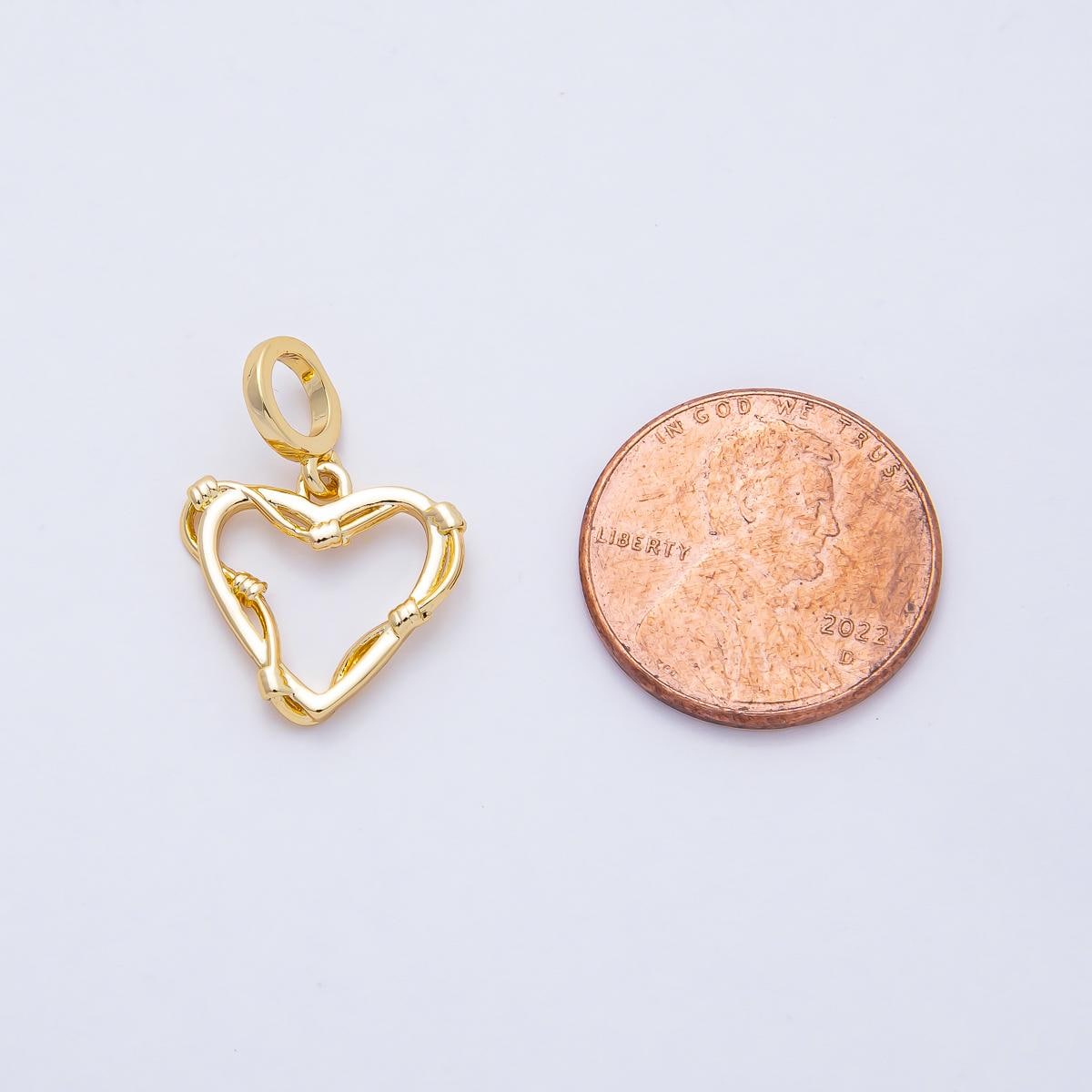 18K Gold Filled 14.4mm Simple Love Wire Open Heart Charm DIY Jewelry Making Supply for Necklace Bracelet Bag Charm | AF1465