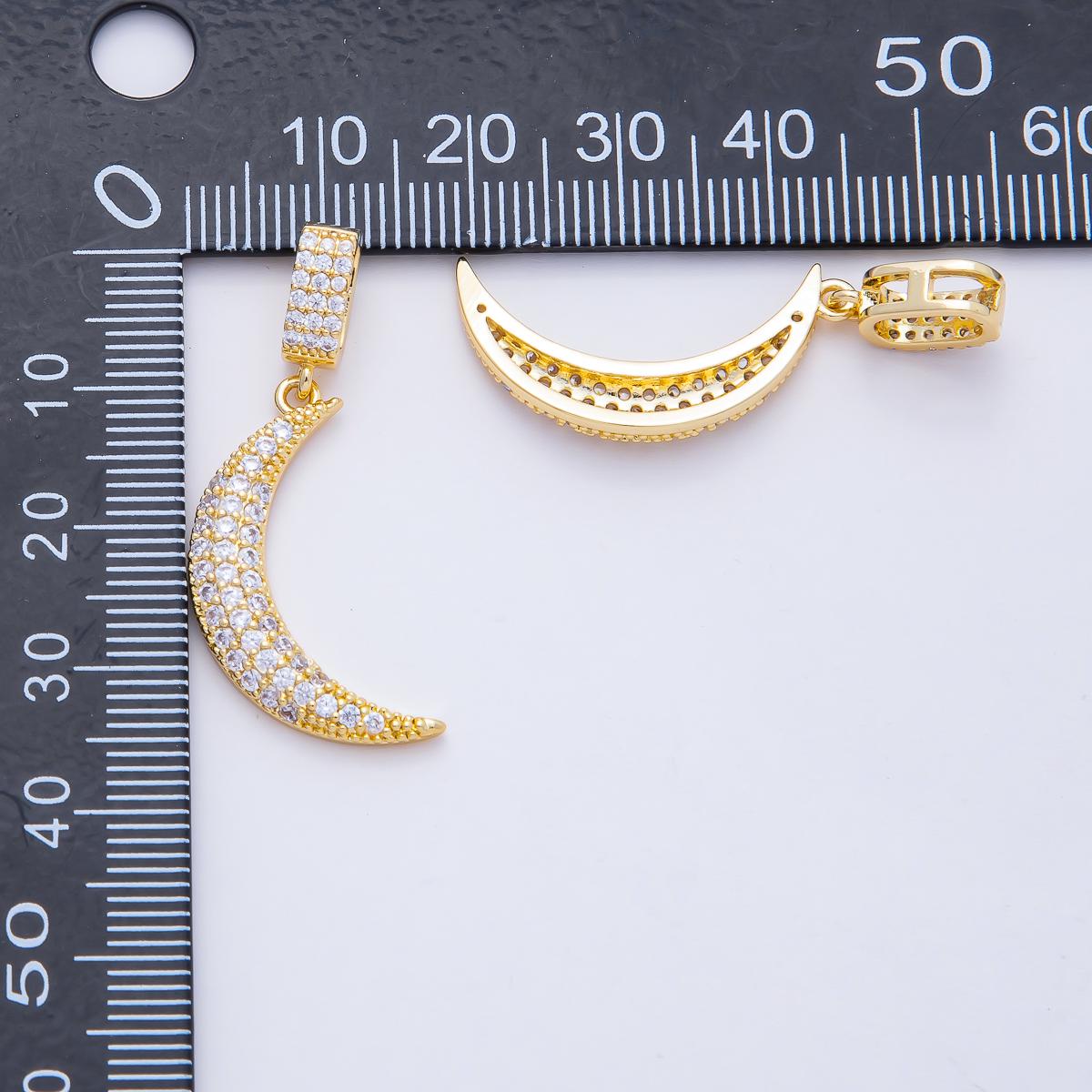 Gold Crescent Moon 25.9mm Pendant Sparkly Cubic Zirconia Charm 18k Gold Filled Moon Necklace Dainty Celestial Jewelry Gift Unisex | AF1179