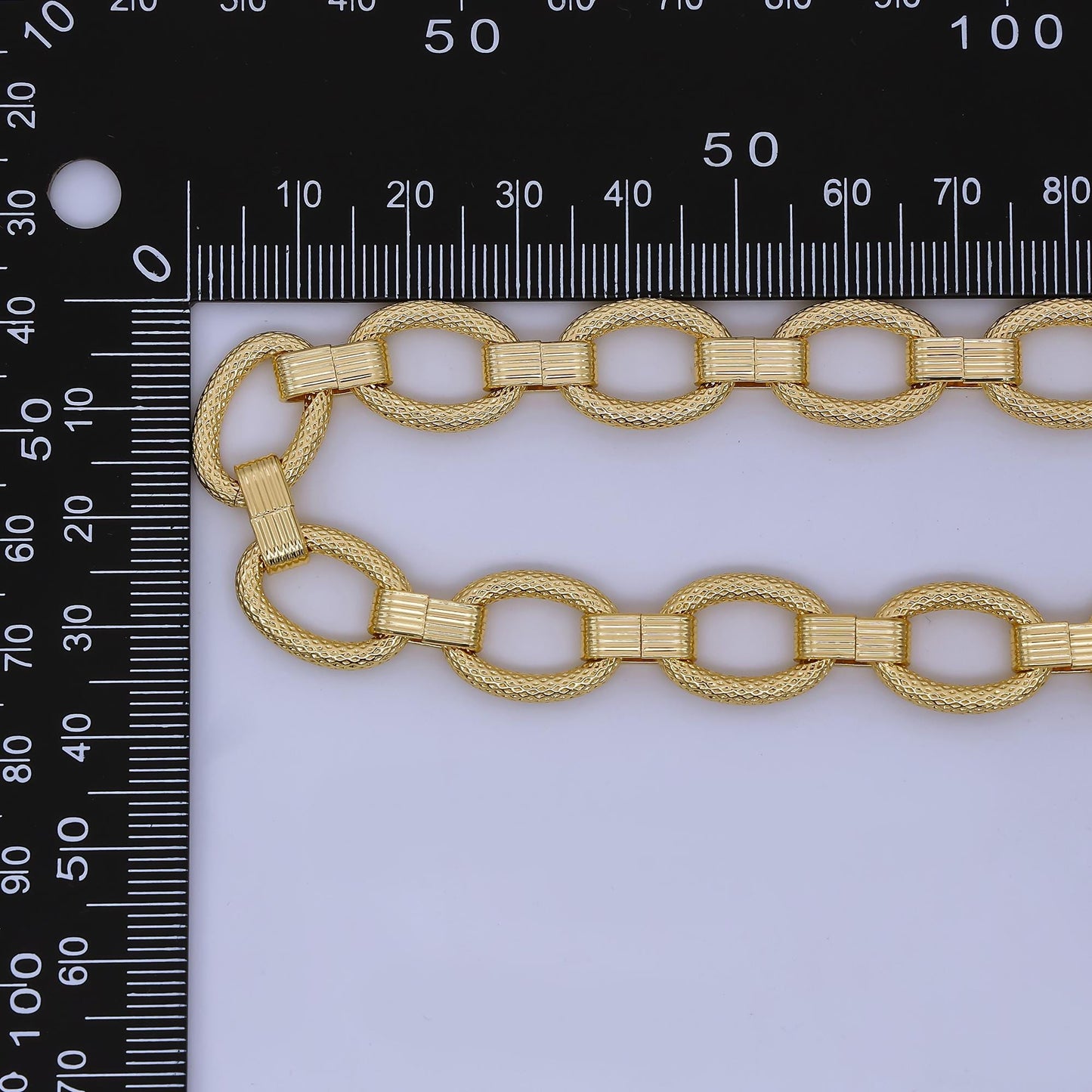 24K Gold Filled 12mm Snake Textured Ribbed Link Cable Unfinished Statement Chain by Yard Wholesale Bulk DIY Jewelry Supplies | Roll-2013