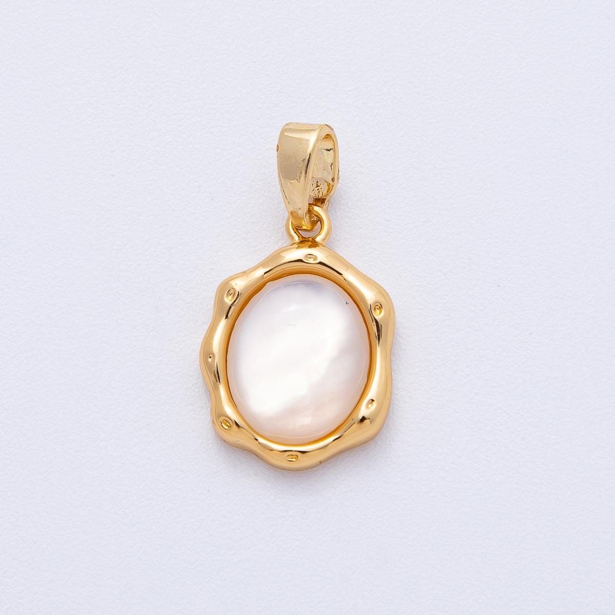 18K Gold Filled 15.5mm Shell Pearl Molten Oval Pendant Geometric Shape DIY Jewelry Making Supply for Necklace & Bracelet | AF1208