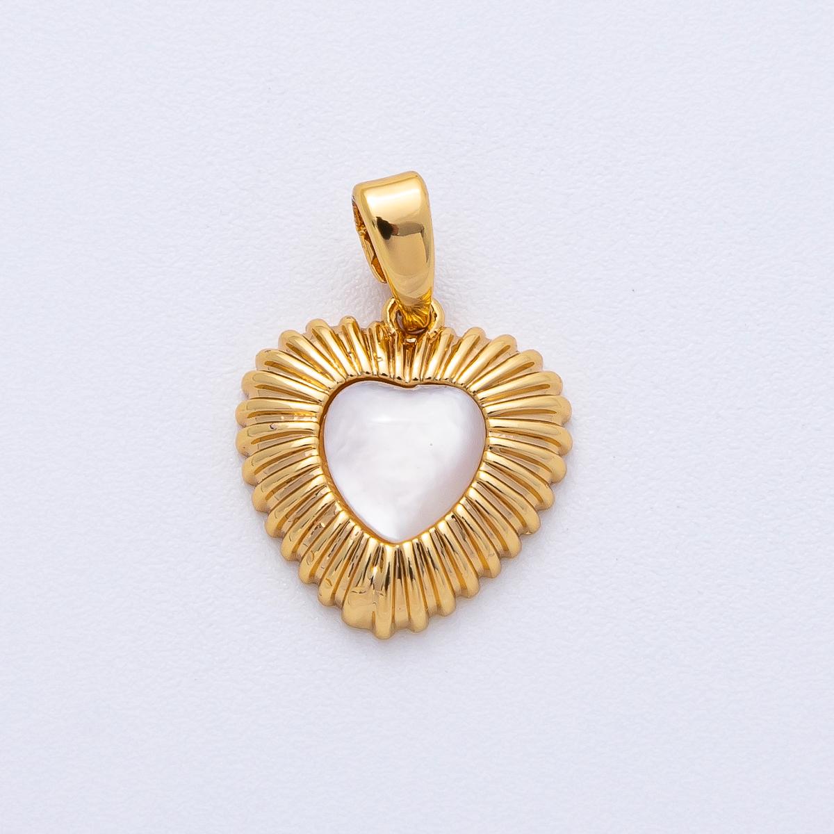 18K Gold Filled 13.5mm Shell Pearl Ribbed Heart Pendant DIY Jewelry Making Supply for Necklace & Bracelet | AF1208