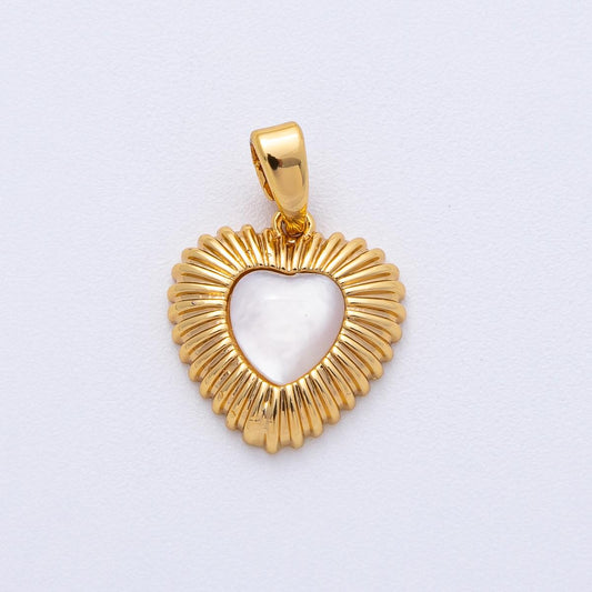 18K Gold Filled 13.5mm Shell Pearl Ribbed Heart Pendant DIY Jewelry Making Supply for Necklace & Bracelet | AF1208