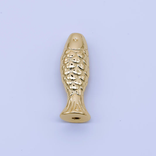 Dainty gold Textured fish charm 24k gold filled bead spacer for diy bracelet necklace jewelry making findings supply B485