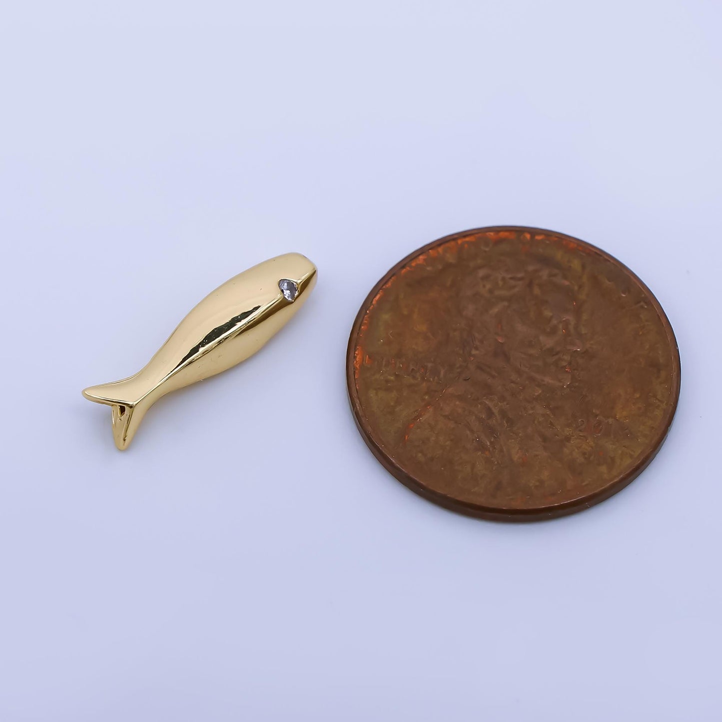 Dainty gold fish charm 24k gold filled bead spacer for diy bracelet necklace jewelry making findings supply b486