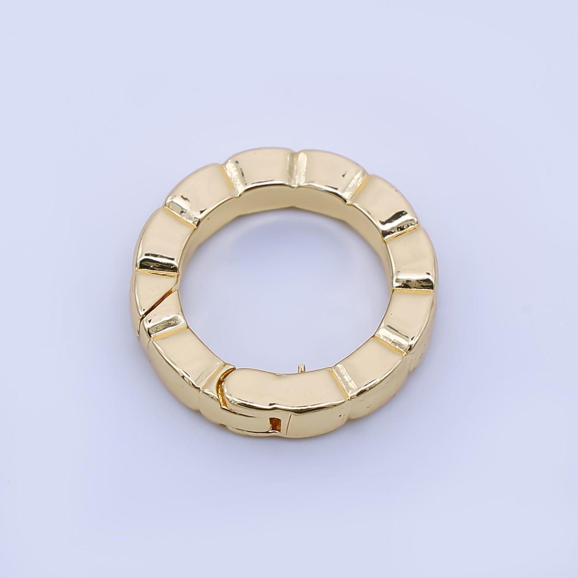 1 pc Textured Gold Spring Gate Ring, 15.5 mm Round Push Gate ring, Charm Holder Clasp for Connector, Wristlet Holder Z-1346