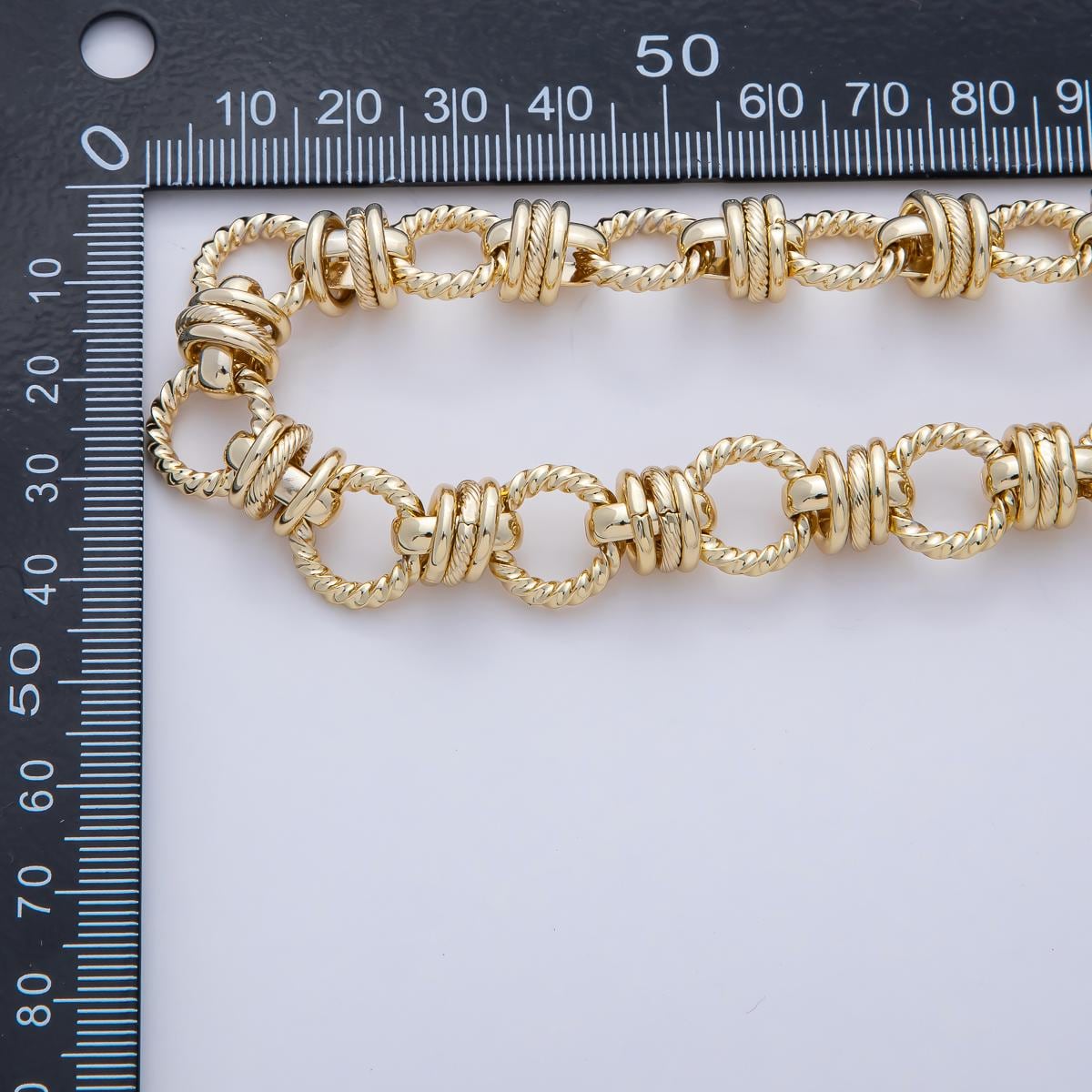 18K Gold Filled 13.1mm Croissant Triple Round Link Unfinished Geometric Cable Chain Yard DIY Jewelry Making Necklace Bag Chain | Roll-1782