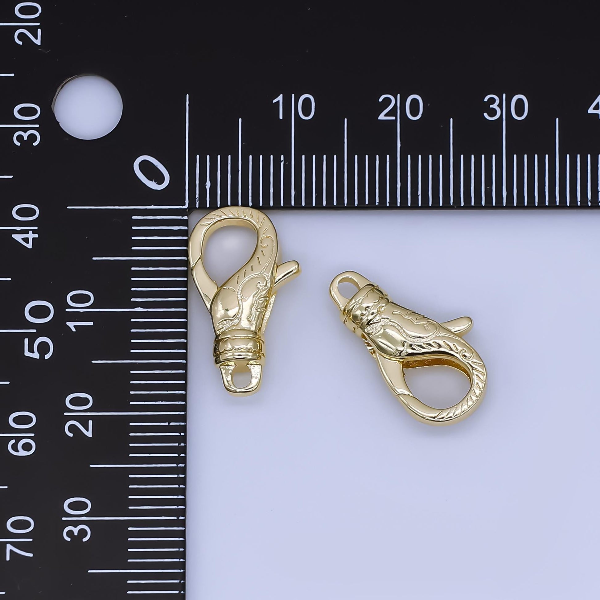 Textured Design 24K Gold Fill Clasps 18.6mm x 10mm 24K Gold Fill Lobsters Closures Hooks Z-1347