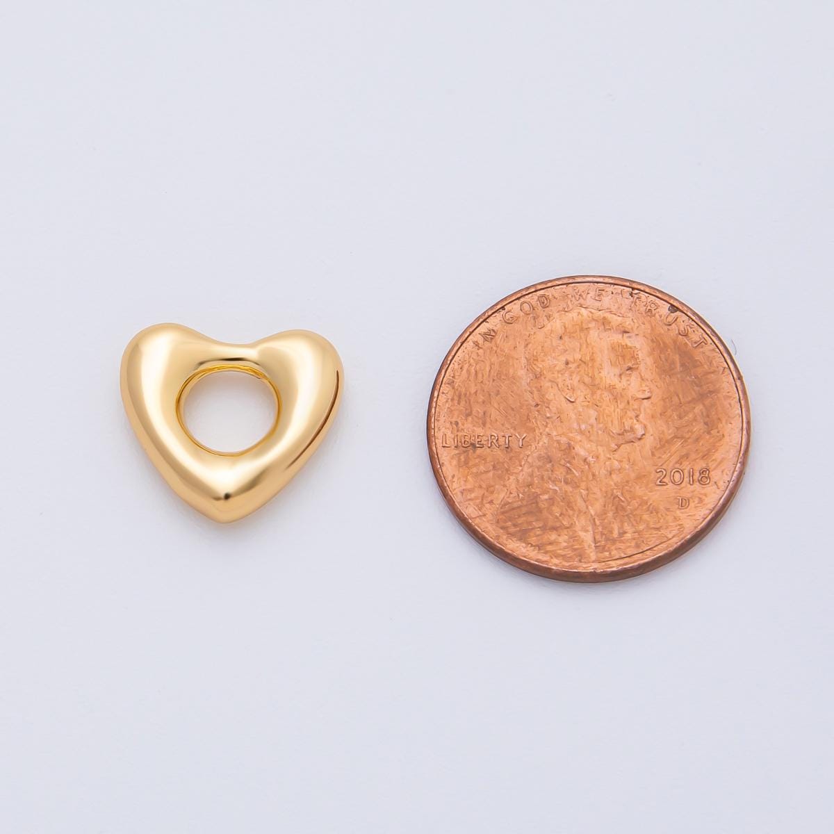 18K Gold Filled 12.2mm Minimalist Molten Heart Spacer Bead Charm Finding for DIY Jewelry Necklace Bracelet Making Tube Connector | B404