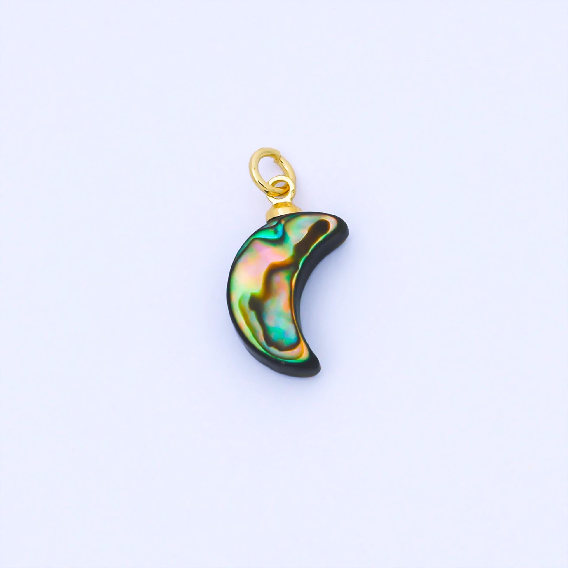 Dainty Abalone Crescent Moon Drop Charm Shell Pendant | AF-585