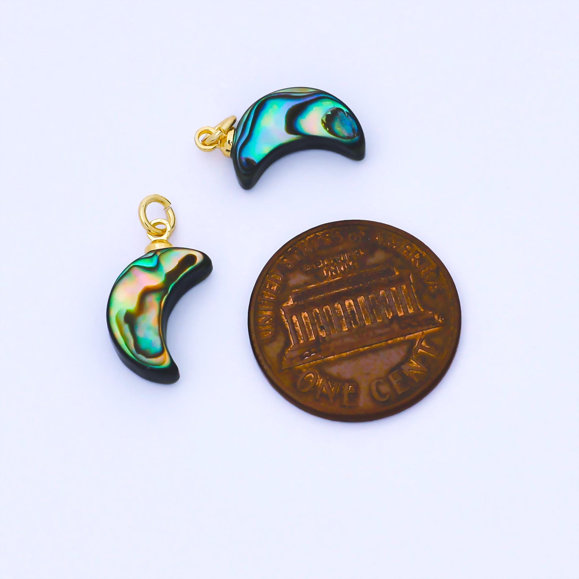 Dainty Abalone Crescent Moon Drop Charm Shell Pendant | AF-585