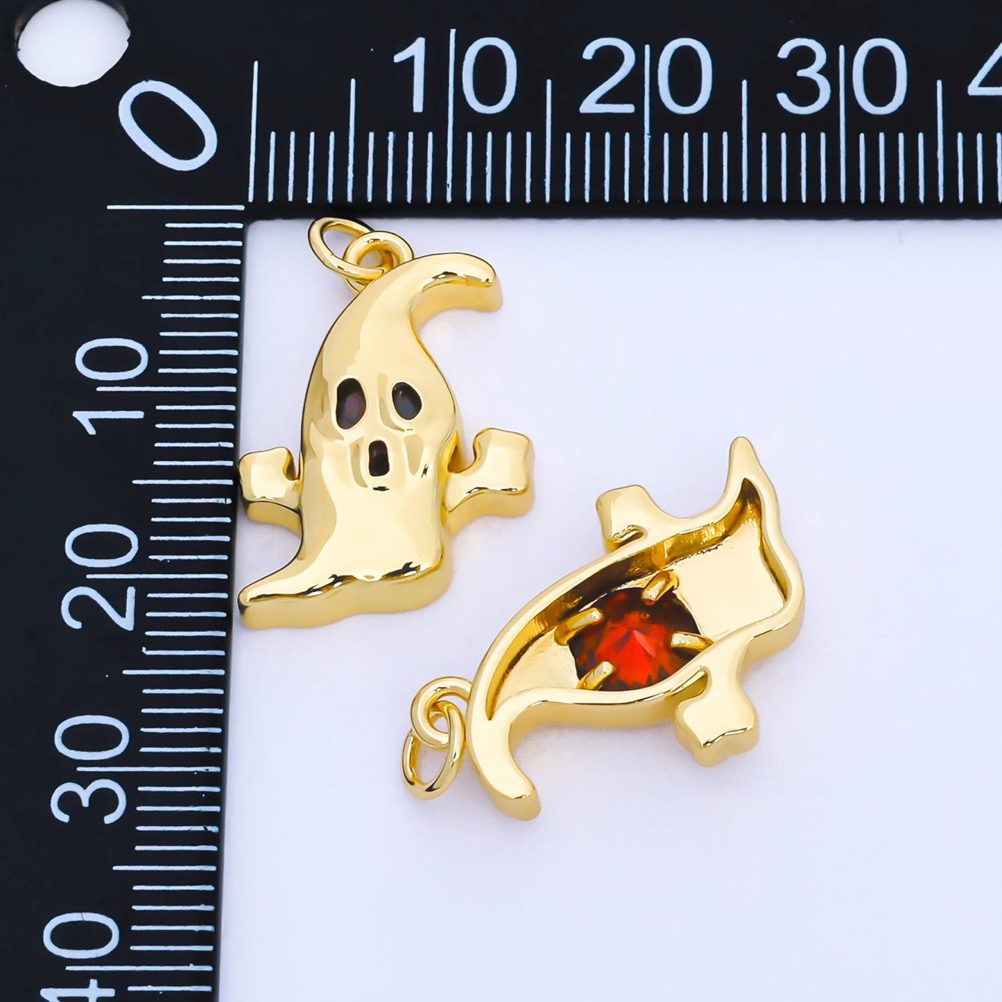 Dainty 24k Gold Filled ghost charm Cute scary haunted Halloween pendant jewelry inspired AF-1566