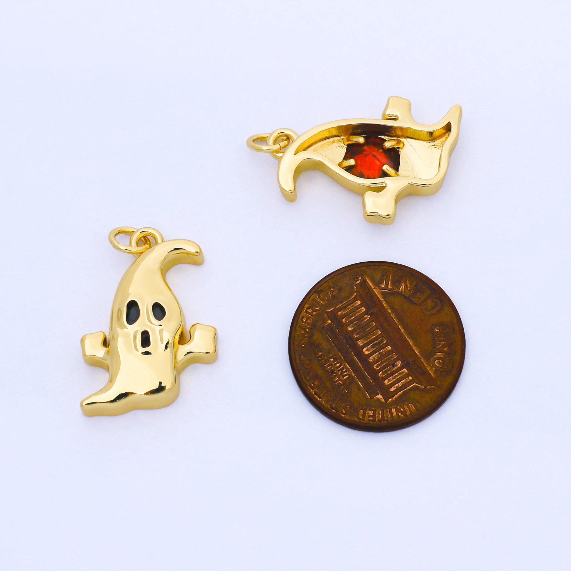 Dainty 24k Gold Filled ghost charm Cute scary haunted Halloween pendant jewelry inspired AF-1566