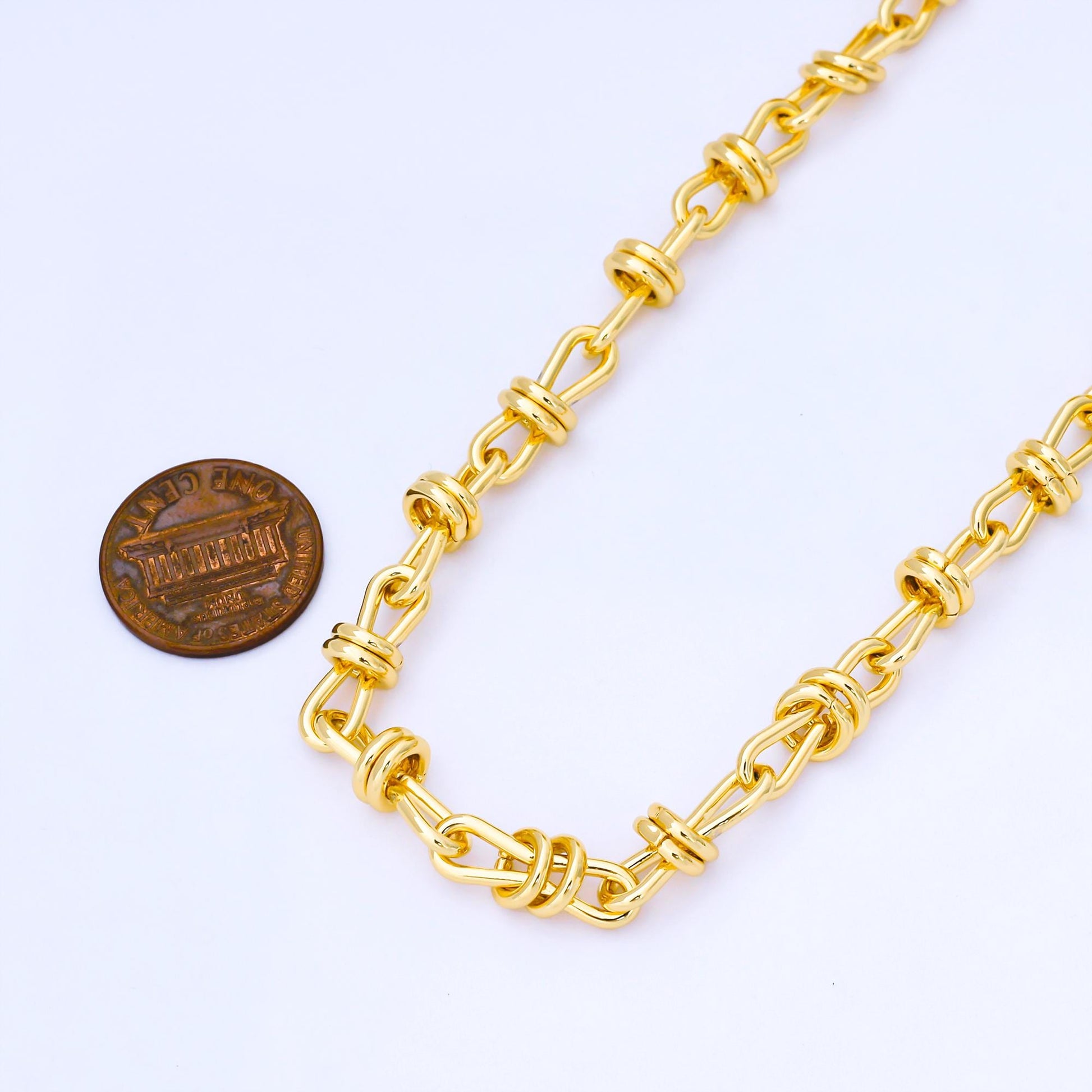 24K Gold Filled 5.5mm Figure 8 Infinity Unfinished Chain by Yard Wholesale Bulk Chain for DIY Jewelry Making Necklace Bracelet | Roll-1742