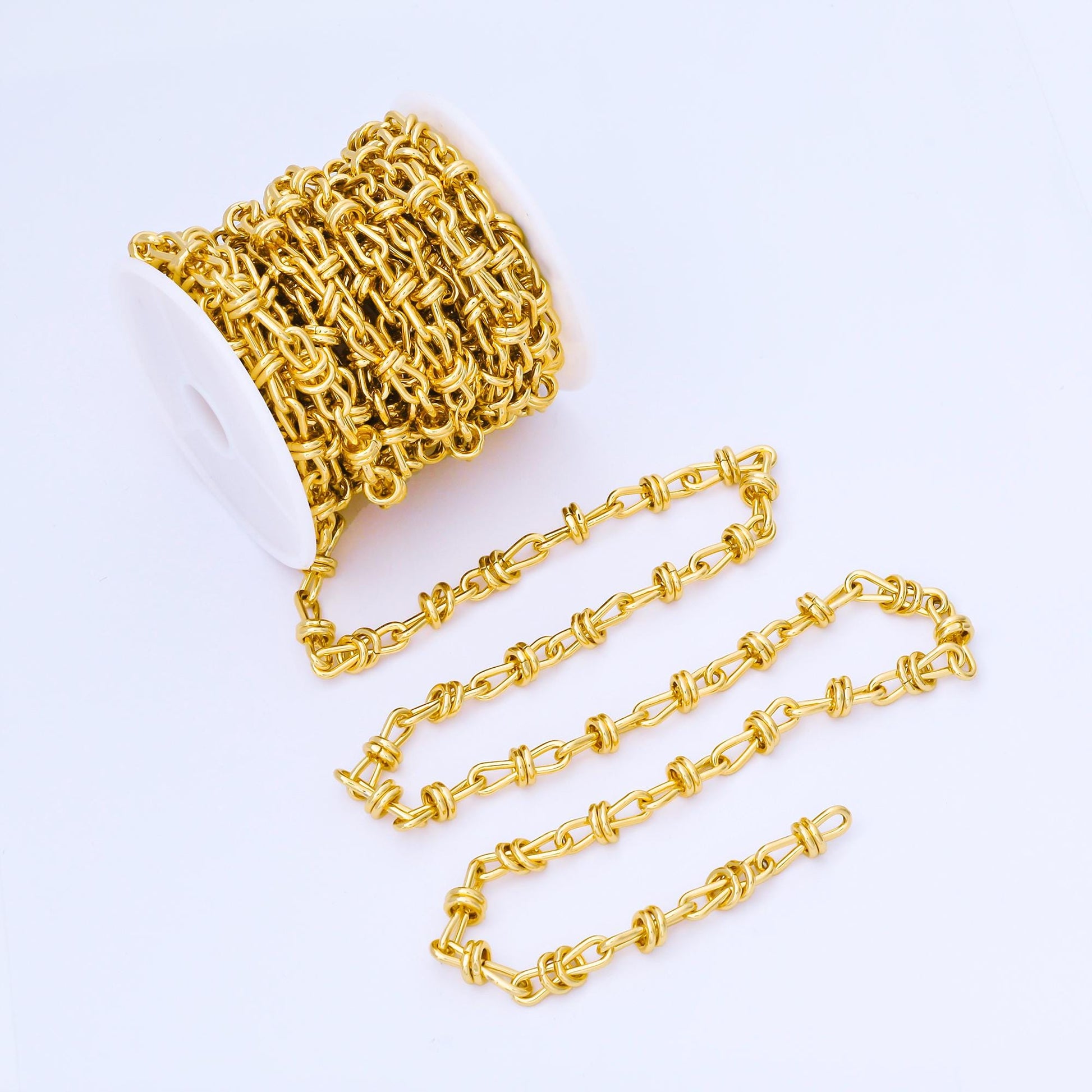 24K Gold Filled 5.5mm Figure 8 Infinity Unfinished Chain by Yard Wholesale Bulk Chain for DIY Jewelry Making Necklace Bracelet | Roll-1742