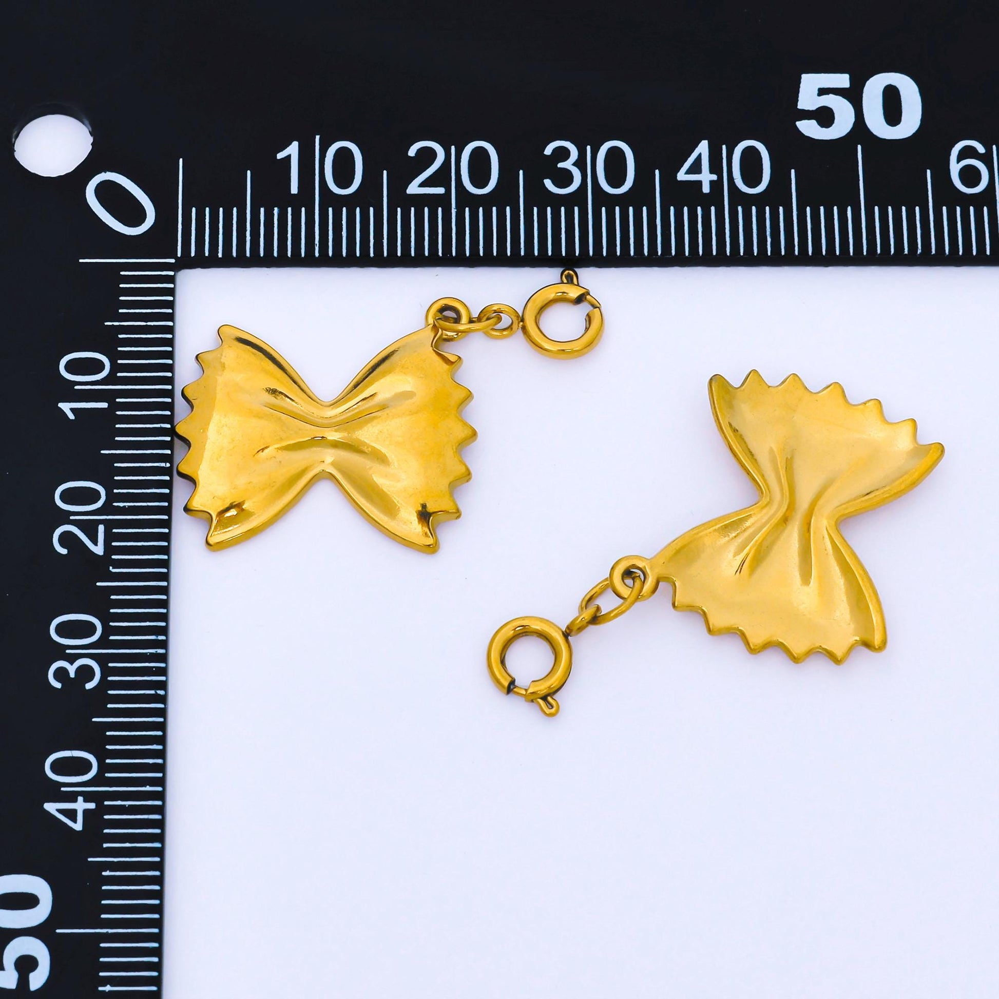 24k Shiny Gold Bow Charm 21.6mm Bow Tie Pasta Pendant Ribbon Trendy Minimal Interchangeable DIY Jewelry Supply for Necklace Bracelet | J591