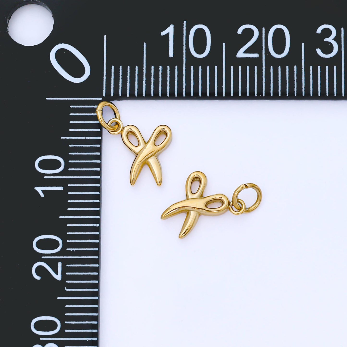 24k Gold Scissors 8.6mm Charm Hair Stylist Pendant Gold Barber Charm Dainty Scissor Salon Jewelry Making Supply Necklace Bracelet | J542