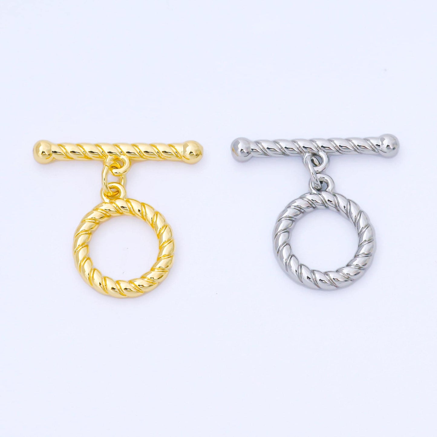 24k Gold Plated 23mm Twisted Rope Toggle Clasps Twisted End Clasp for Jewelry Handmade Making Bracelet Necklace Fancy Bar Clasp | Z1490