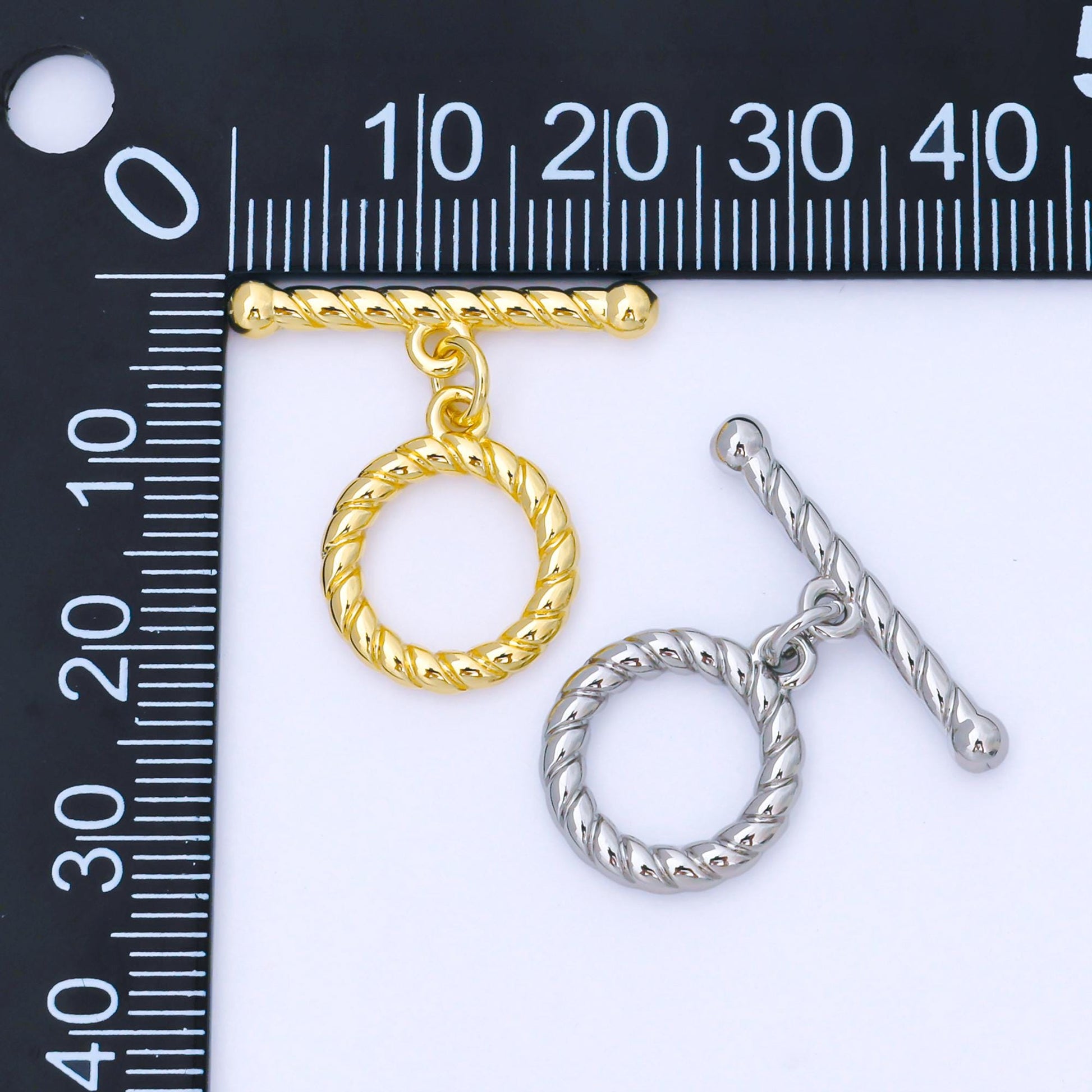 24k Gold Plated 23mm Twisted Rope Toggle Clasps Twisted End Clasp for Jewelry Handmade Making Bracelet Necklace Fancy Bar Clasp | Z1490