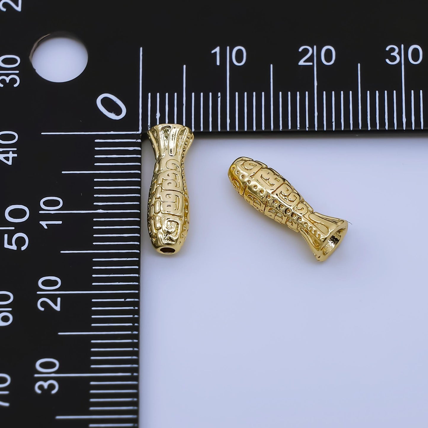 24k Gold Intricate Engraving Artisan Tube Spacer Bead Small Hole for Bracelet Component DIY Jewelry Making for Necklace Bracelet | B494