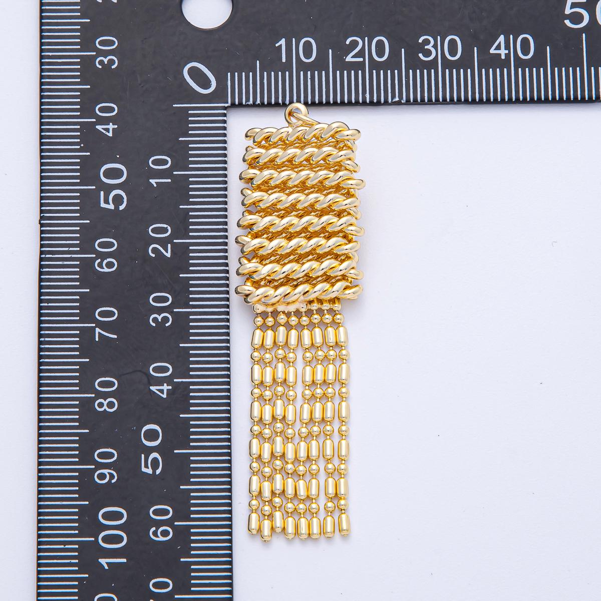 61mm Gold Beaded Chain Tassel Charm, Jewelry Supply For DIY Making | AK-113