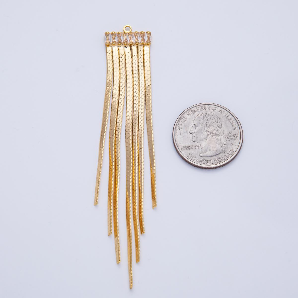 Gold Plated Herringbone Chain Tassel Pendants Sweeper Drop Dangle Charms for DIY Earrings & Necklaces Z1644