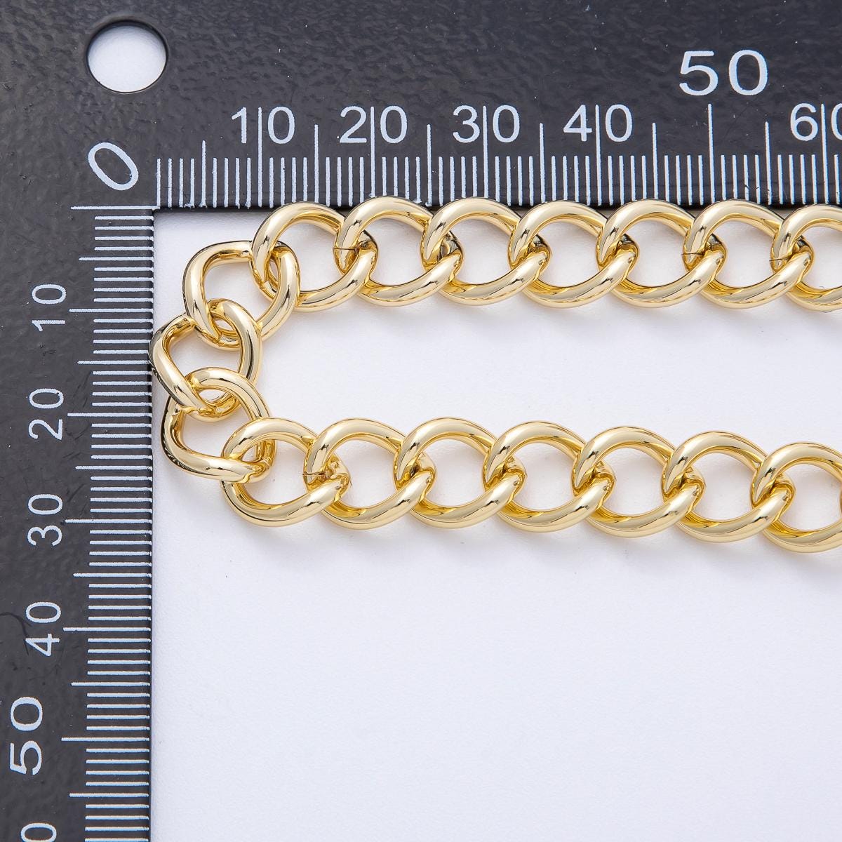 18K Gold Filled 11.5mm Minimalist Curb Unfinished Chain by Yard Wholesale Bulk DIY Custom Jewelry Supply for Necklace | Roll-1805