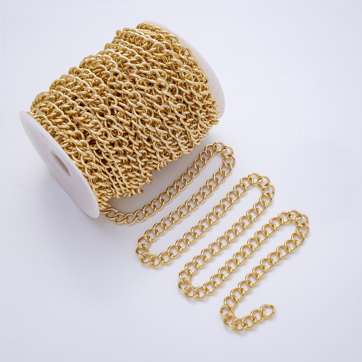 18K Gold Filled 11.5mm Minimalist Curb Unfinished Chain by Yard Wholesale Bulk DIY Custom Jewelry Supply for Necklace | Roll-1805