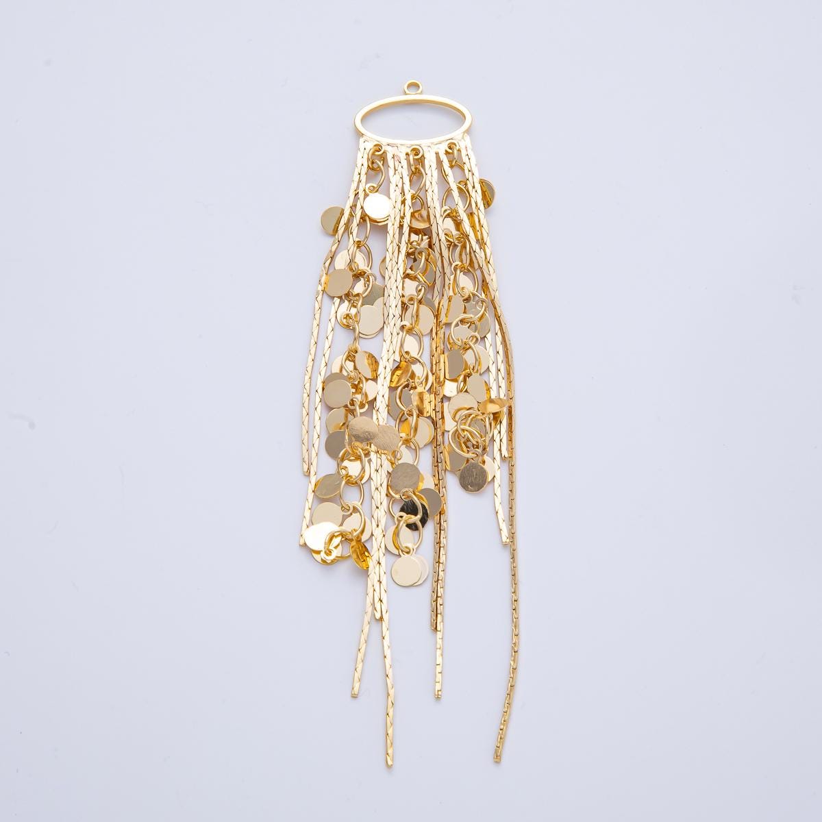 Gold Plated Sequin Chain Tassel Pendants Drippy Chain Dangle Charms for DIY Earrings & Necklaces Z1647