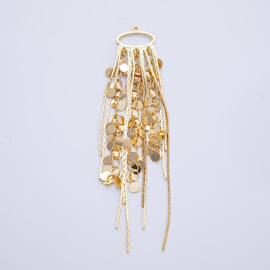 Gold Plated Sequin Chain Tassel Pendants Drippy Chain Dangle Charms for DIY Earrings & Necklaces Z1647