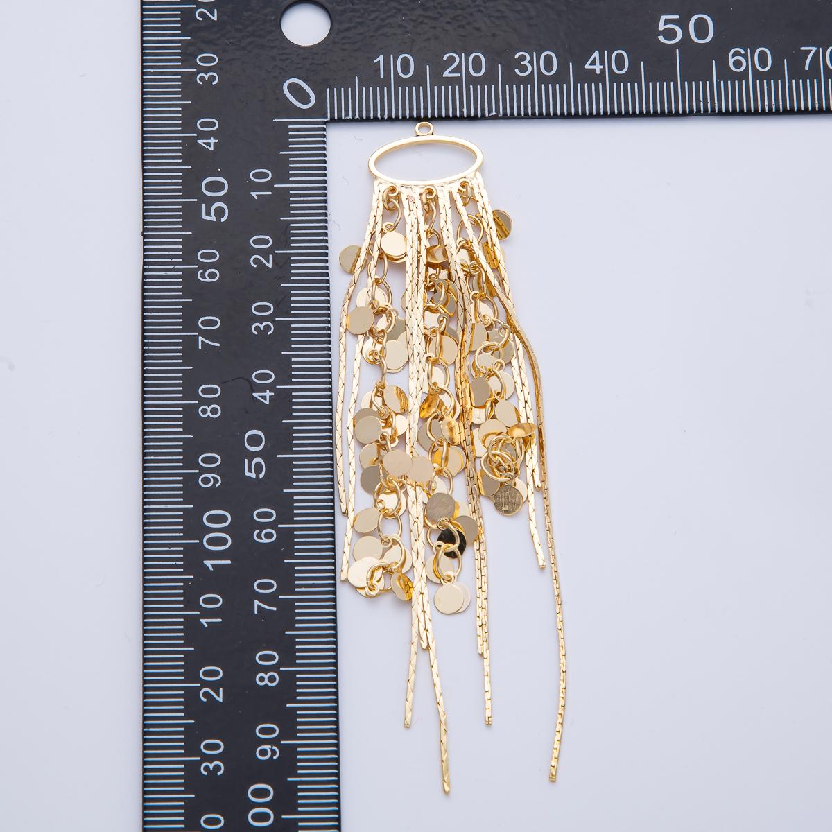 Gold Plated Sequin Chain Tassel Pendants Drippy Chain Dangle Charms for DIY Earrings & Necklaces Z1647