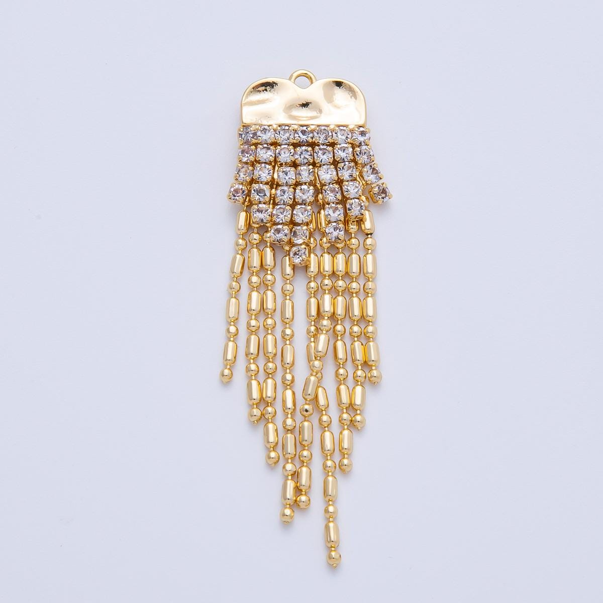 Gold Plated beaded Chain Tassel Pendants Drippy Clear CZ Chain Dangle Charms for DIY Earrings & Necklaces Z1648