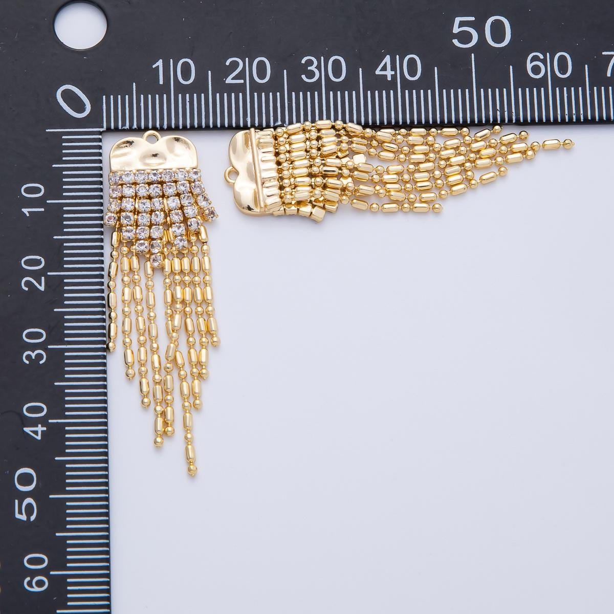 Gold Plated beaded Chain Tassel Pendants Drippy Clear CZ Chain Dangle Charms for DIY Earrings & Necklaces Z1648