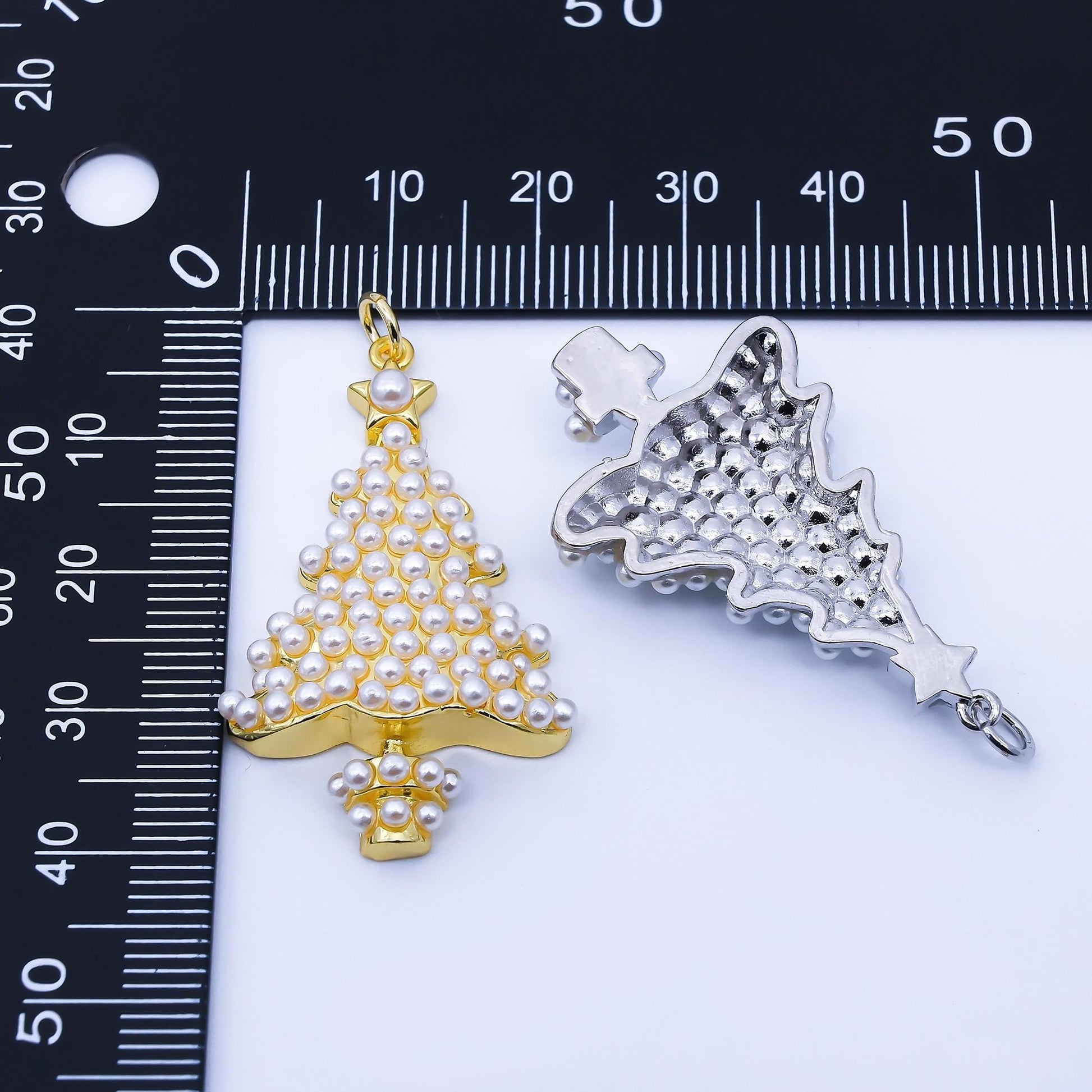 Dainty Christmas Tree Charm Mini 18k gold filled Pearl for Christmas holiday season greetings pendant | C813
