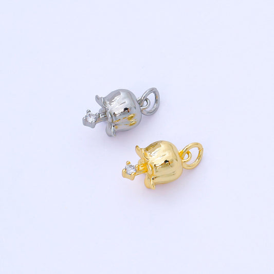 24k Gold Filled 12.6mm clear CZ Tulip Flower Nature Charm Gold & Silver Bloom Pendant Dainty Floral Charm DIY Jewelry Making Supply | AF1547