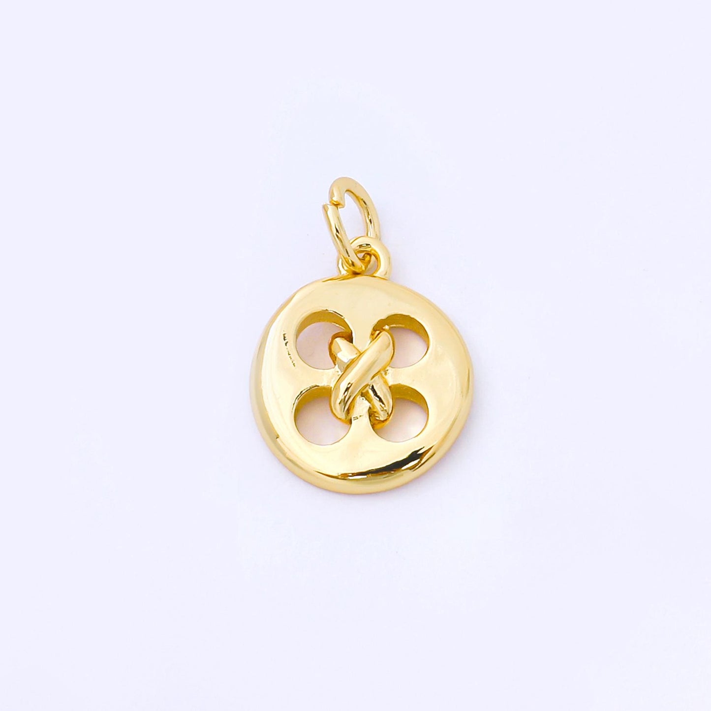 24K Gold Filled 13.6mm Knotted Clothes Button Charm in Gold & Silver Round Button Minimal Fashion Finding Jewelry Making Supply | AF1549