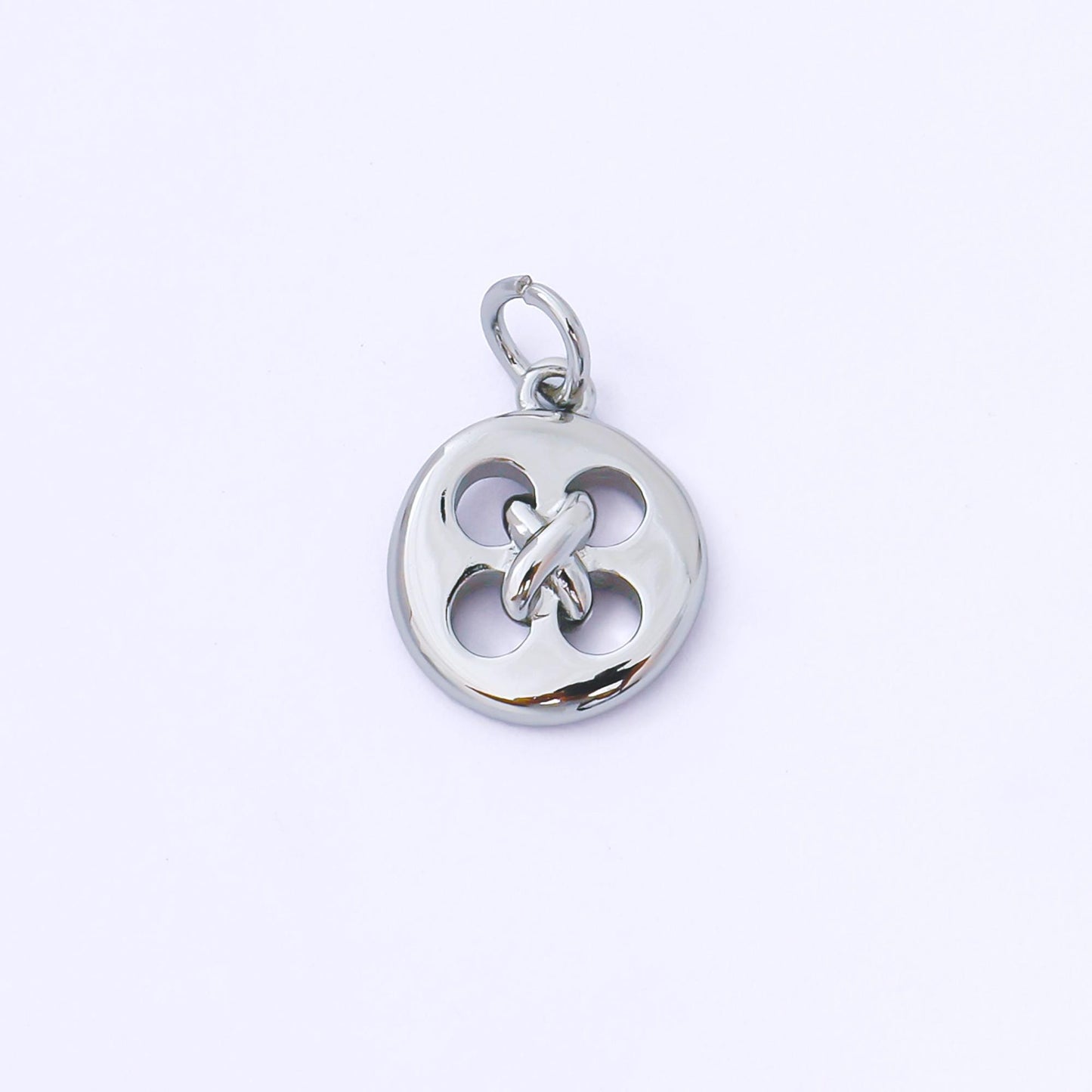 24K Gold Filled 13.6mm Knotted Clothes Button Charm in Gold & Silver Round Button Minimal Fashion Finding Jewelry Making Supply | AF1549