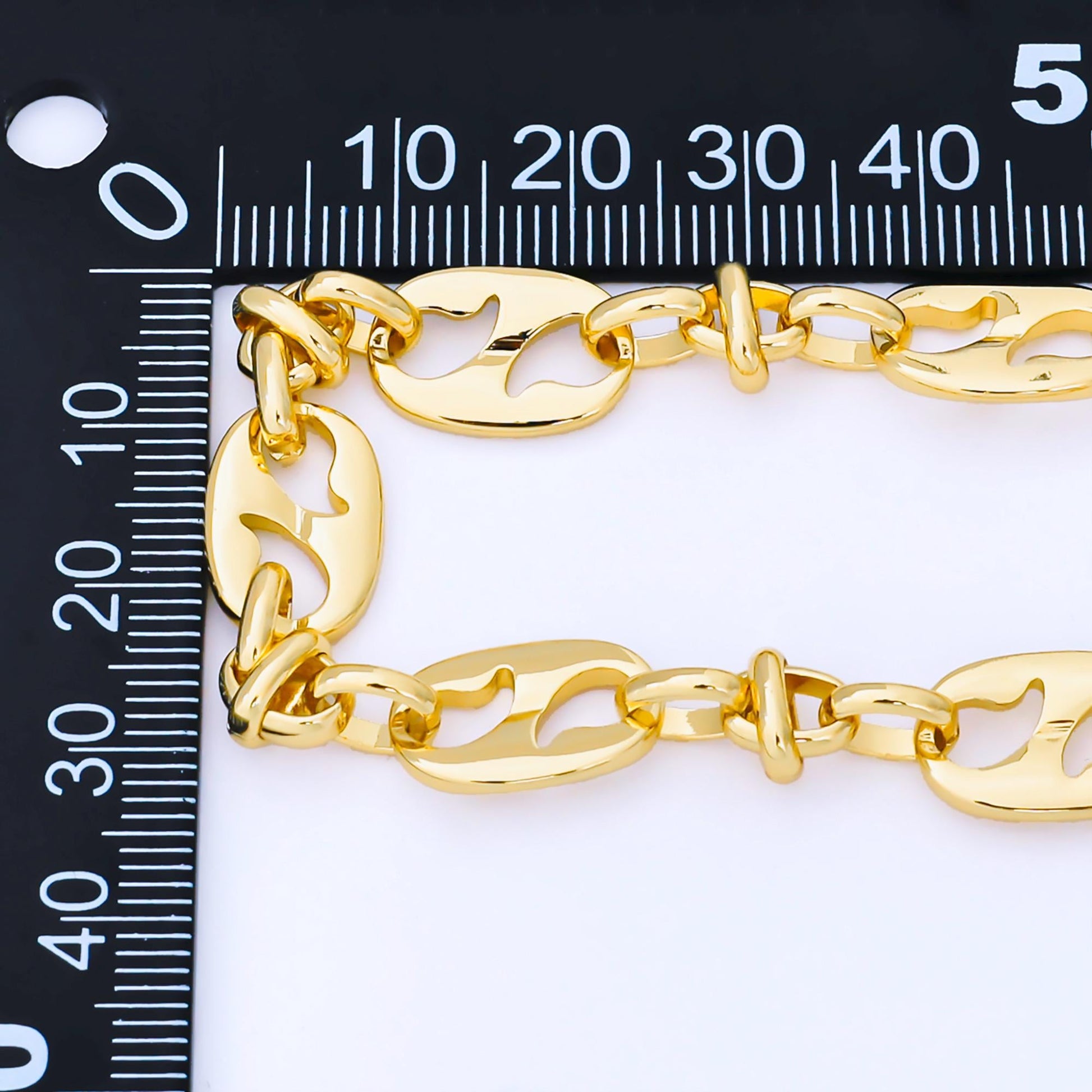 24K Gold Filled 10mm Puff Mariner Anchor Link Chain by Yard Wholesale DIY Bold Jewelry Making for Necklace Bracelet Bag Chain | Roll-1996