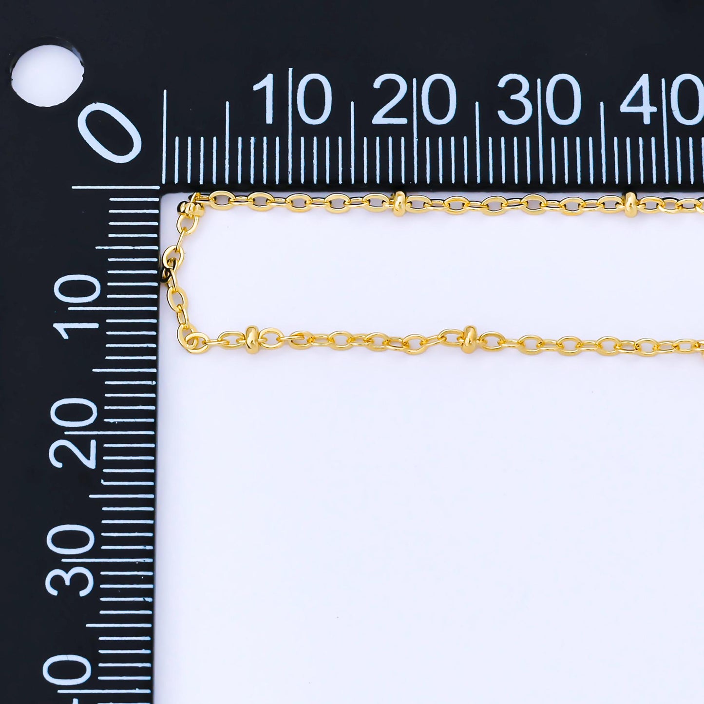 24K Gold Filled 2.2mm Dainty Gold Satellite Chain with Interspersed Beads by Yard Wholesale DIY Bold Jewelry Making for Necklace | Roll-2000
