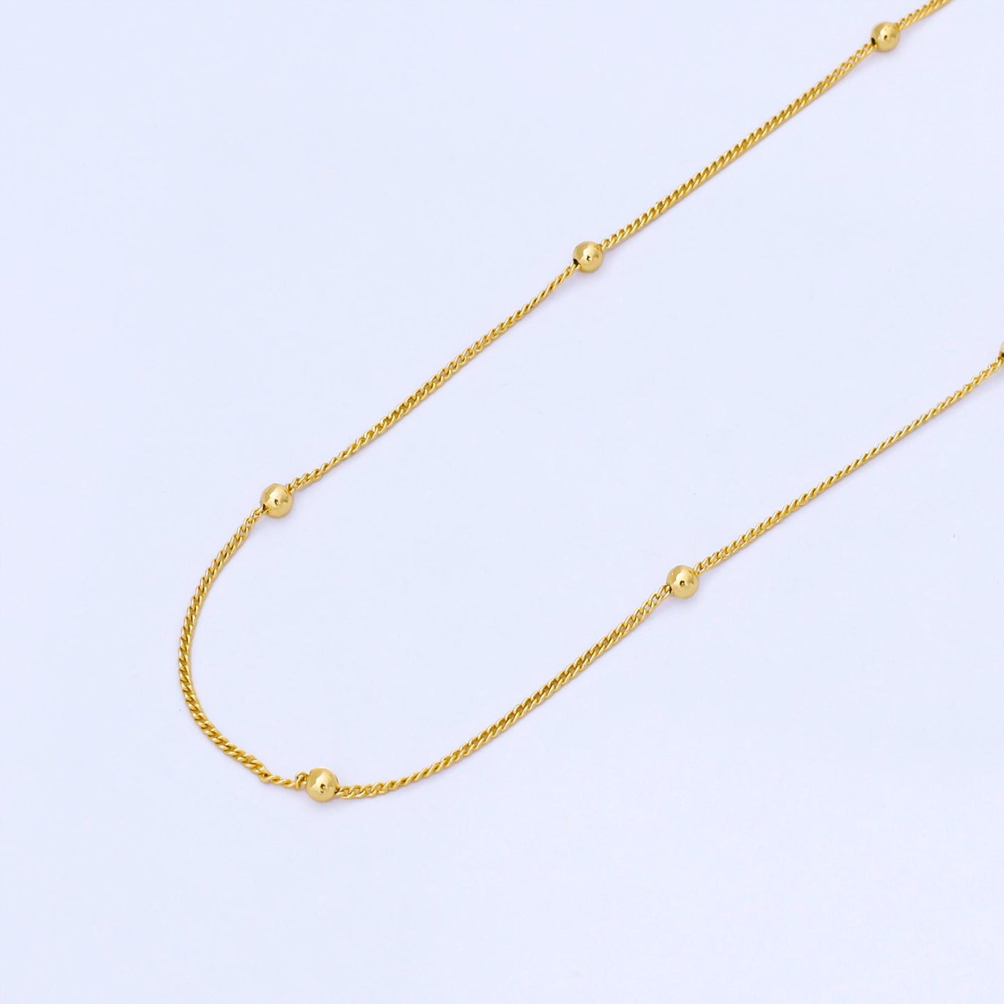 24K Gold Filled 0.8mm Beaded Ball Chain by Yard Delicate Layering DIY Dainty Jewelry Making for Necklace Bracelet Bag Chain | Roll-1998