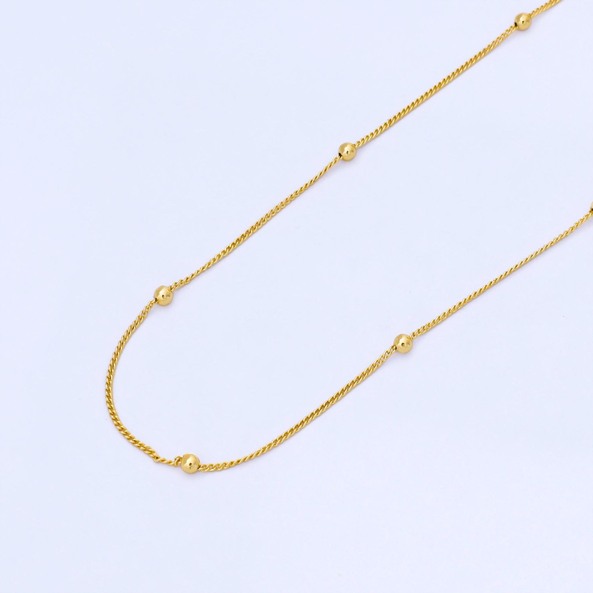 24K Gold Filled 0.8mm Beaded Ball Chain by Yard Delicate Layering DIY Dainty Jewelry Making for Necklace Bracelet Bag Chain | Roll-1998